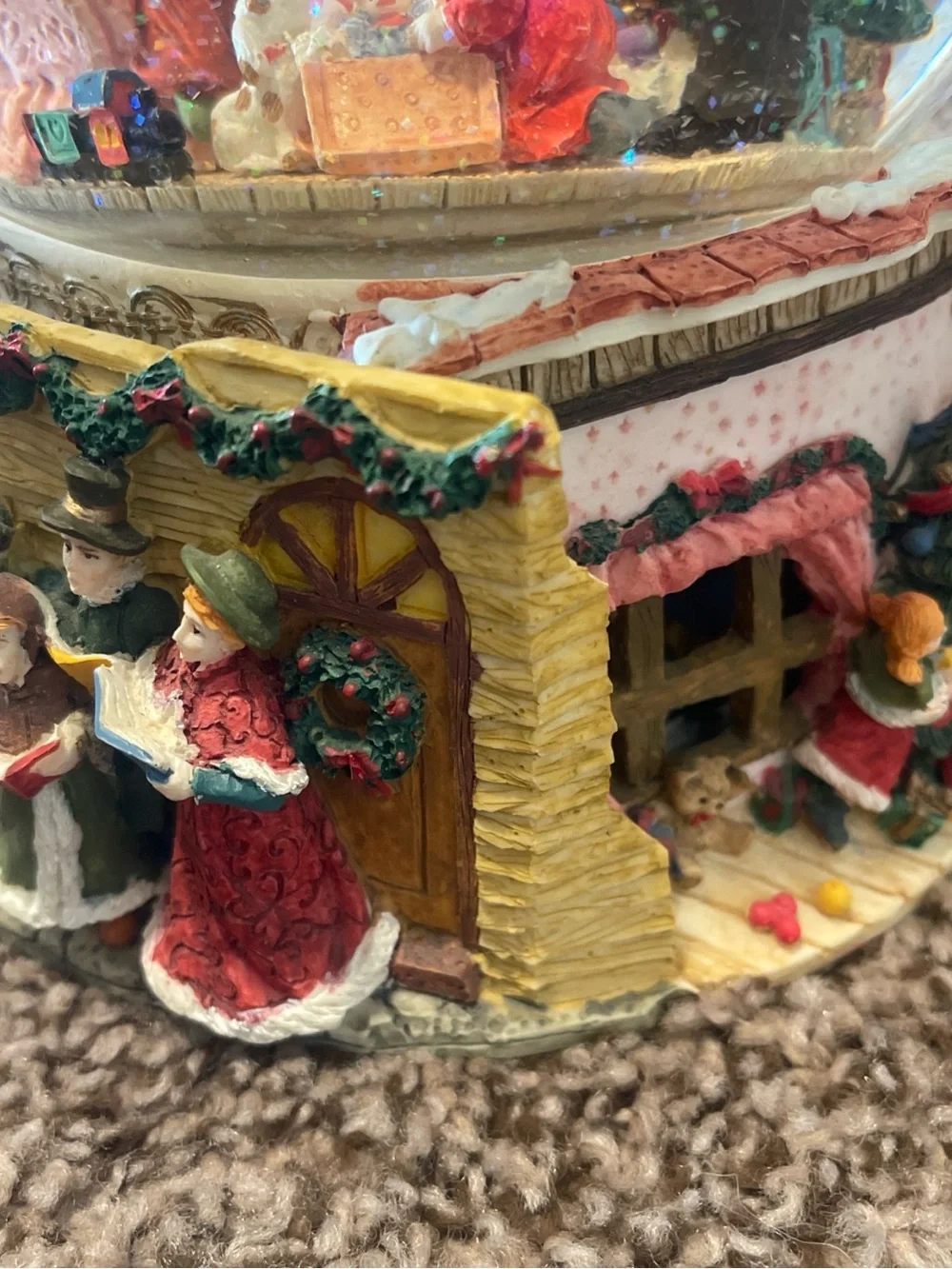 Kirklands Family Christmas Snow Globe - Red, Green, Blue